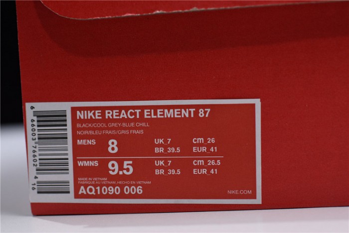 Nike React Element 87 Blue Chill Solar Red AQ1090-006