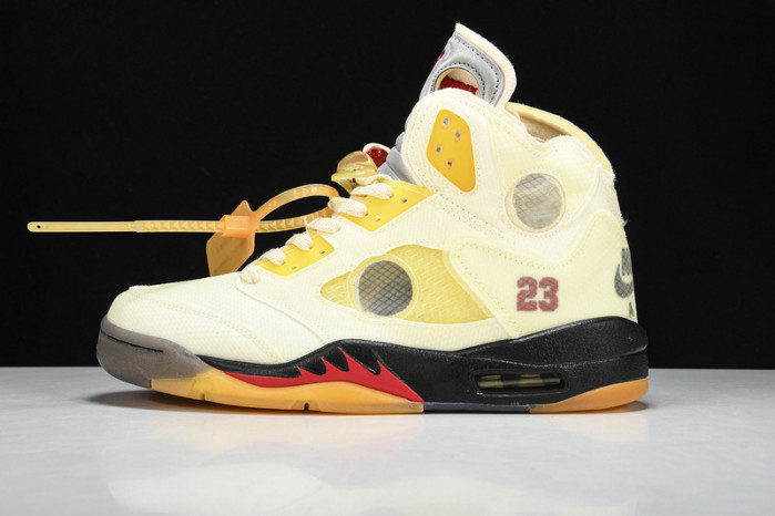 OW x Air Jordan 5 Sail Red DH8565-100