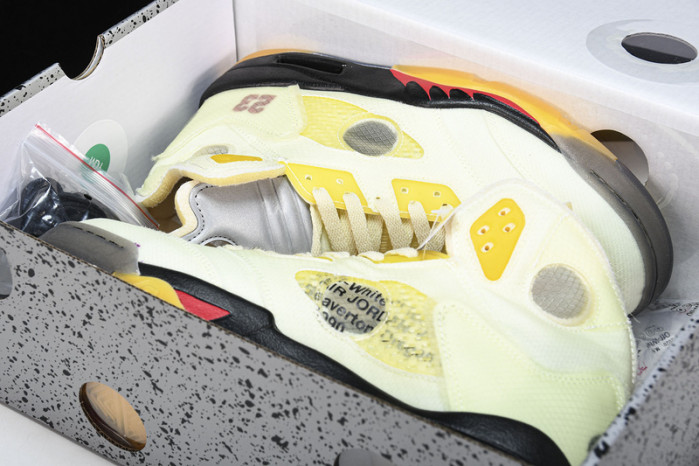 OW x Air Jordan 5 Sail Red DH8565-100