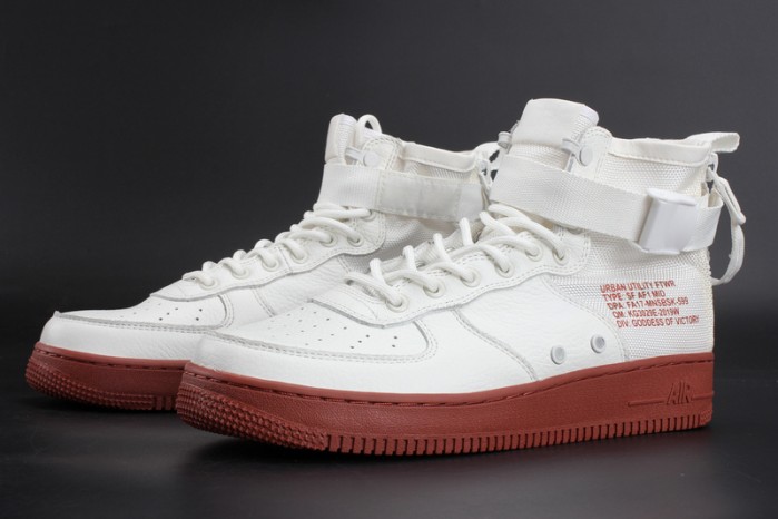 NIKE SF AIR FORCE 1 MID "RED IVORY" WHITE MENS 917753-100